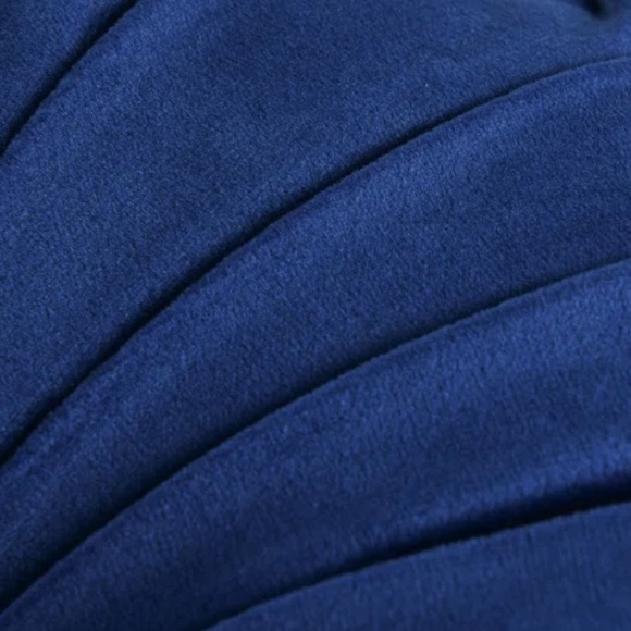Elegant Blue Velvet Round Pillows - Picture 4 of 5